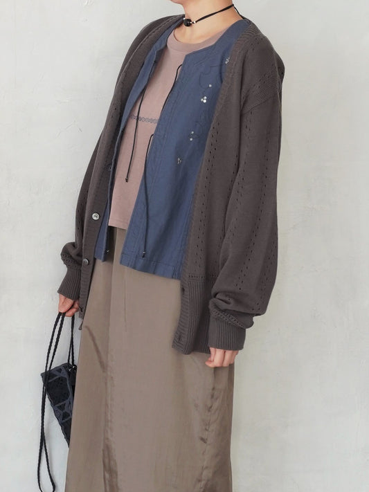 Geometric Eyelet Knit Cardigan