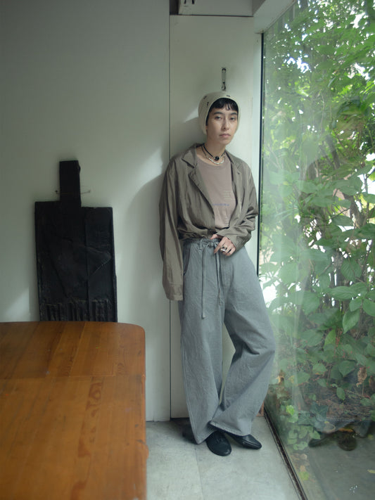 Round Wide Denim Trousers (GREY)