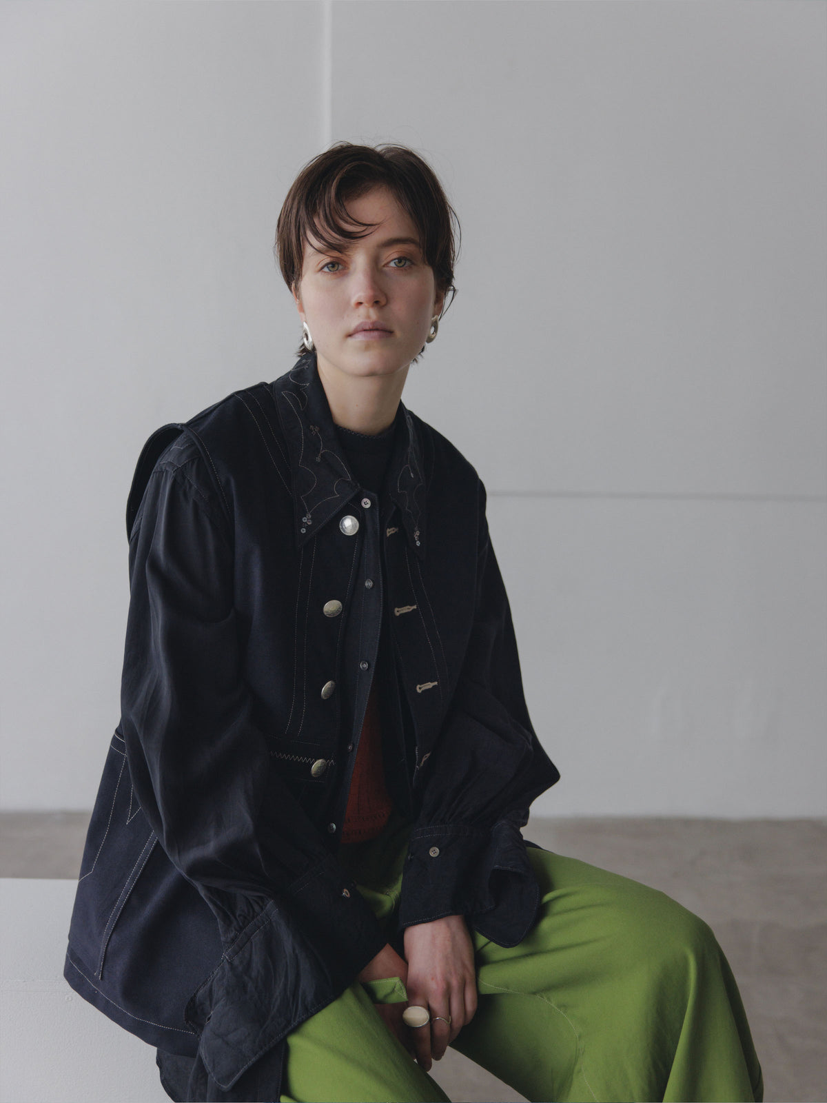 Leaves Embroidered Shirt