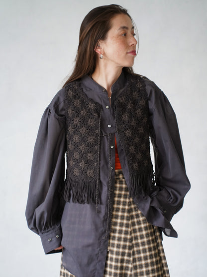 Flower Pattern Embroidered Vest