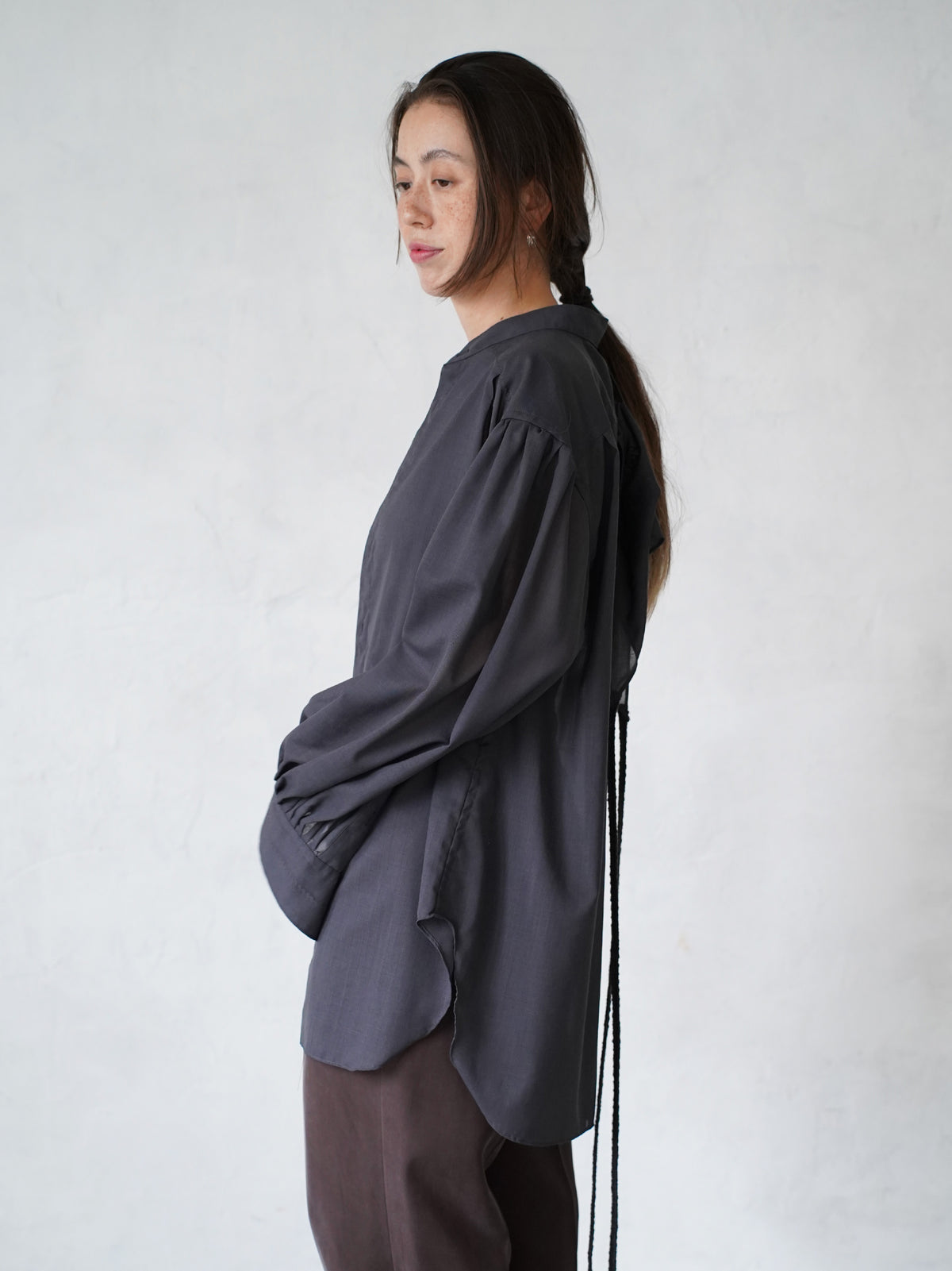 Tucked Sleeve  Zigzag Shirt