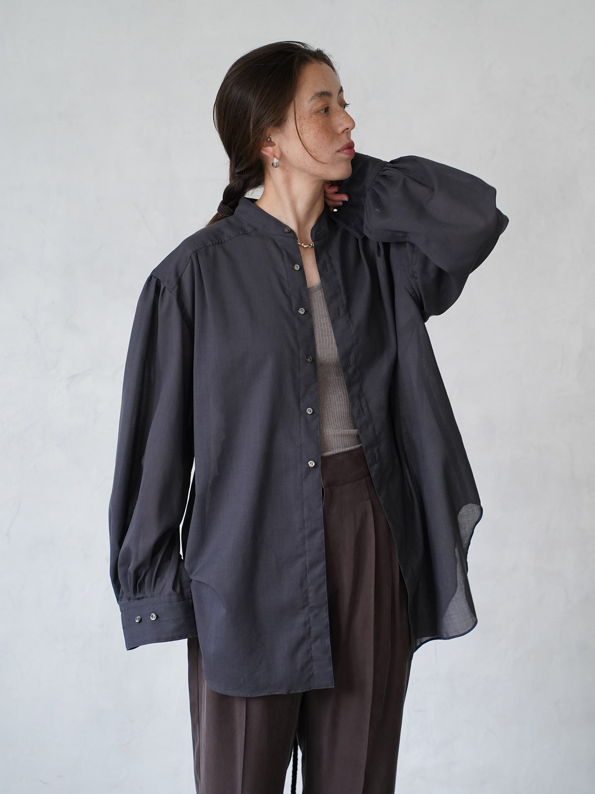Tucked Sleeve  Zigzag Shirt
