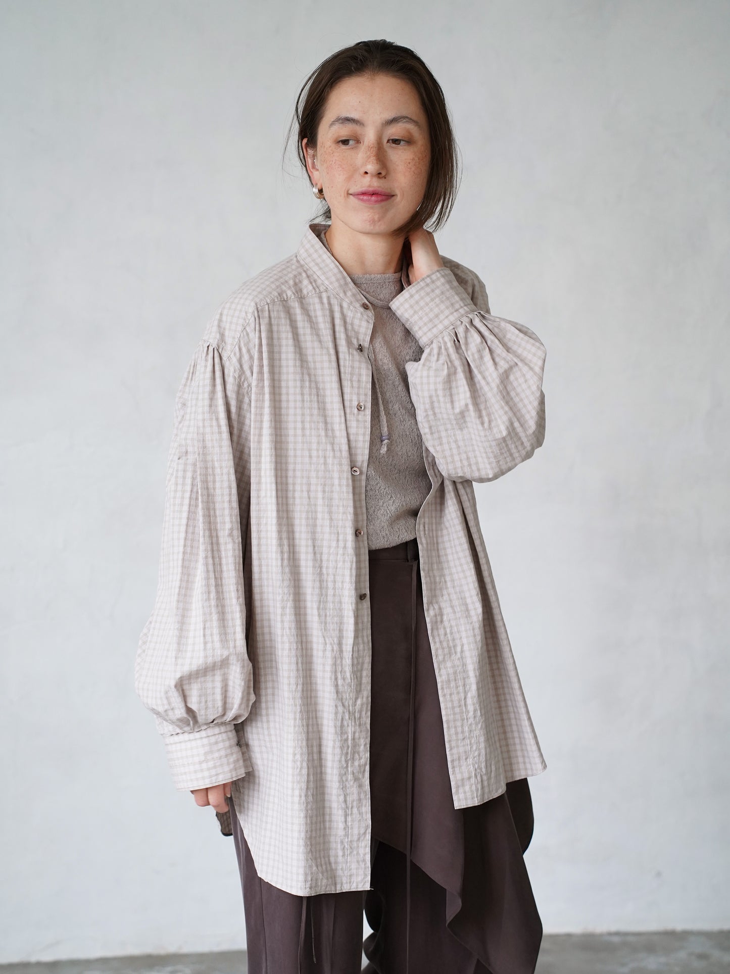 Tucked Sleeve  Zigzag Shirt
