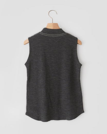 Jersey Wool Picot Hem Tank Top