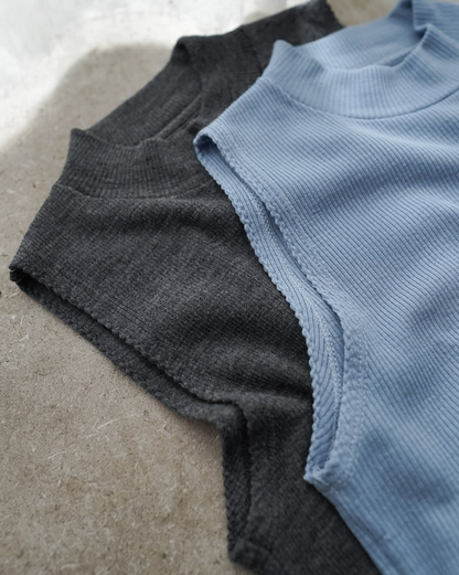 Jersey Wool Picot Hem Tank Top