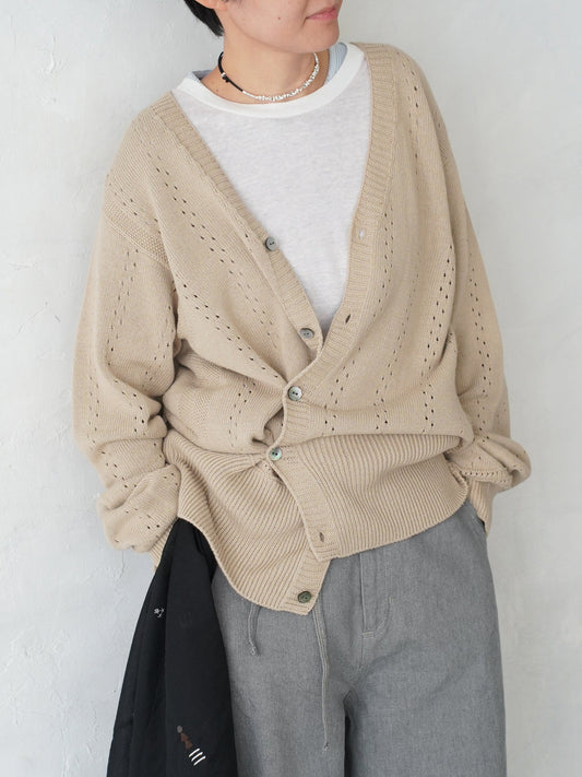 Geometric Eyelet  Knit Cardigan