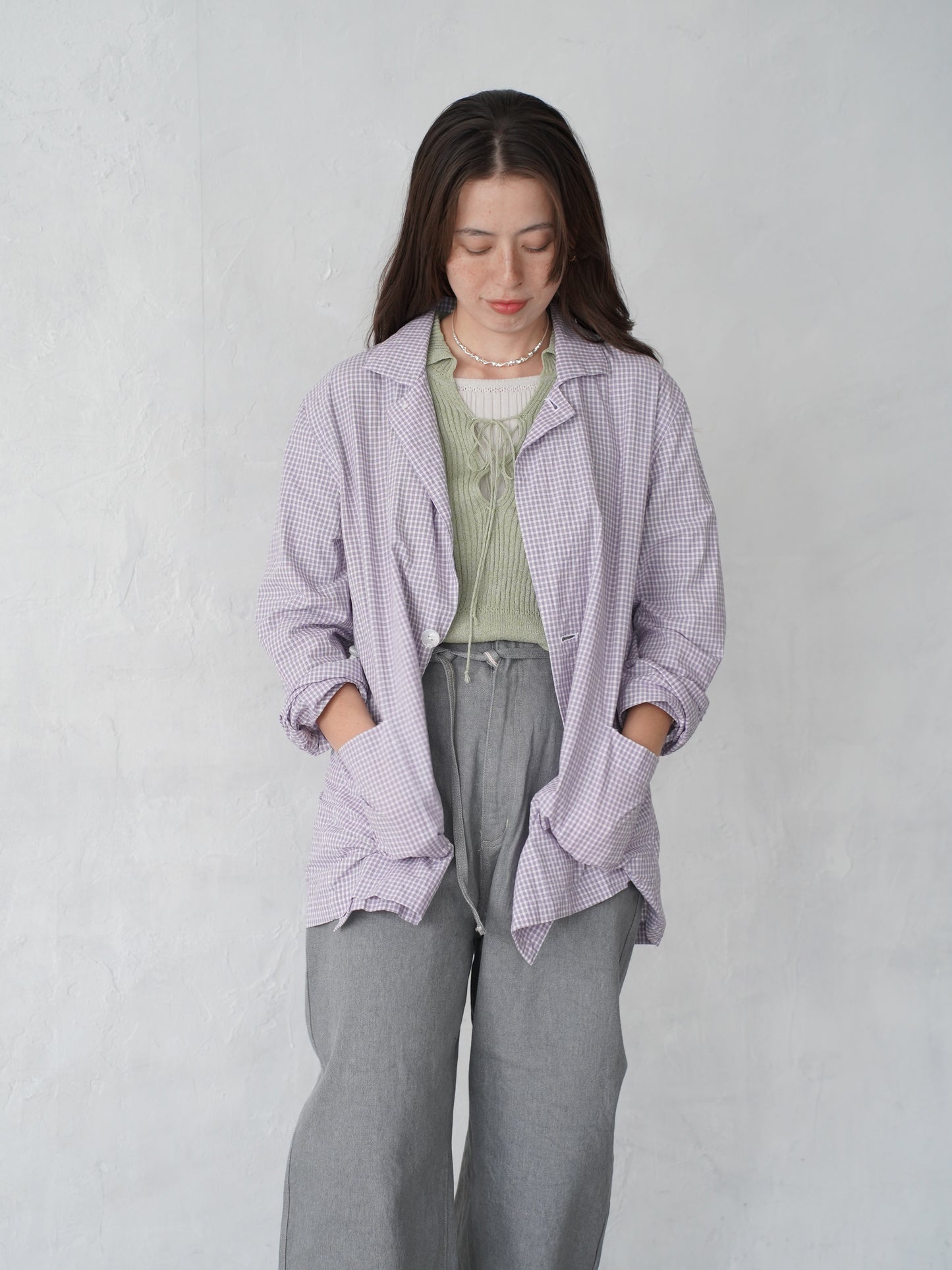 Ease of Mood Jacket (stripe&check)
