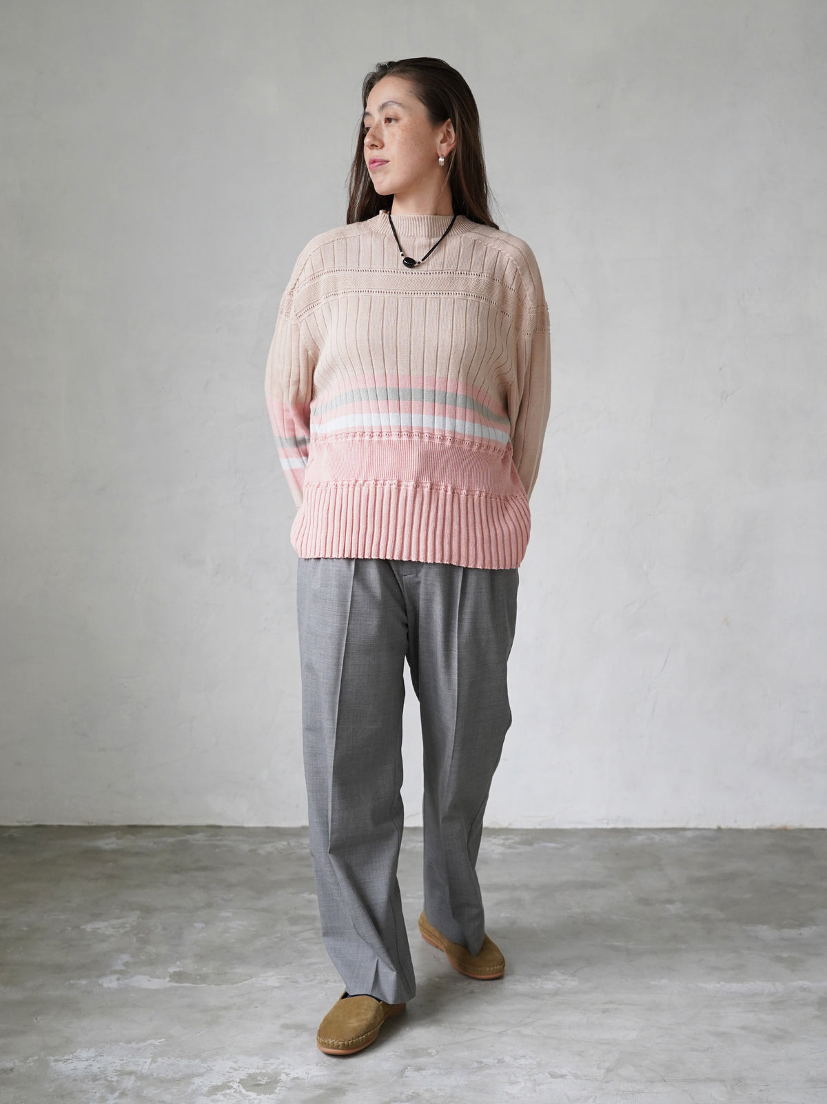 Cotton Striped Knit  Sweater