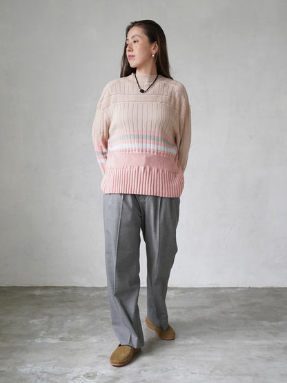 Cotton Striped Knit  Sweater