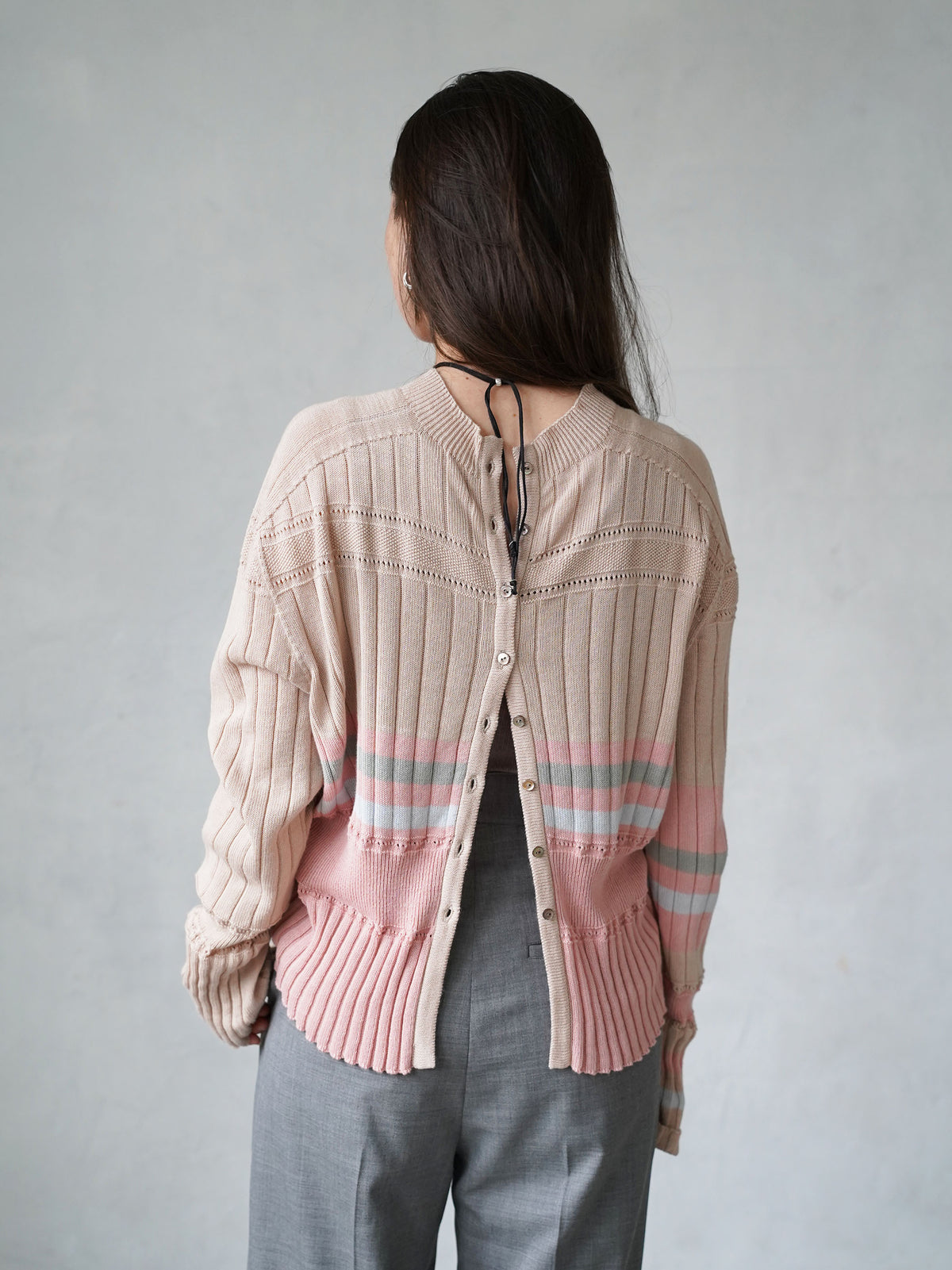 Cotton Striped Knit  Sweater