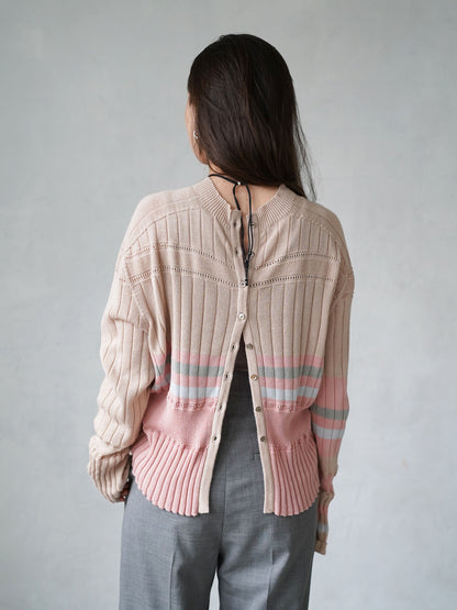 Cotton Striped Knit  Sweater