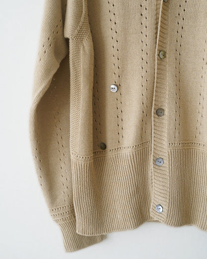 Geometric Eyelet  Knit Cardigan