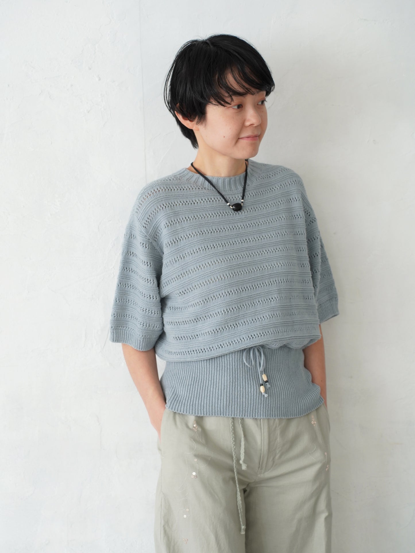 Geometric Eyelet Knit