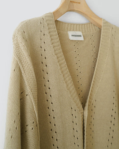 Geometric Eyelet  Knit Cardigan