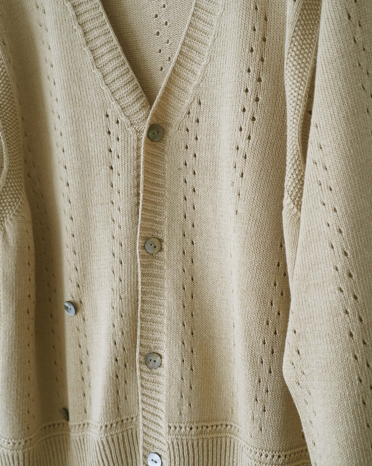 Geometric Eyelet  Knit Cardigan
