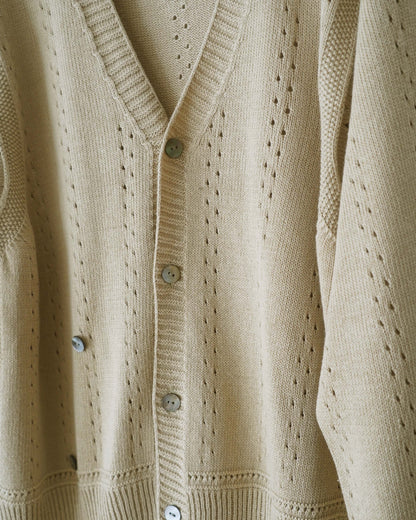 Geometric Eyelet  Knit Cardigan