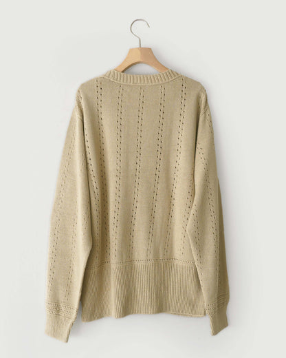 Geometric Eyelet  Knit Cardigan
