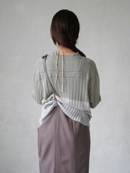 Cotton Striped Knit  Sweater