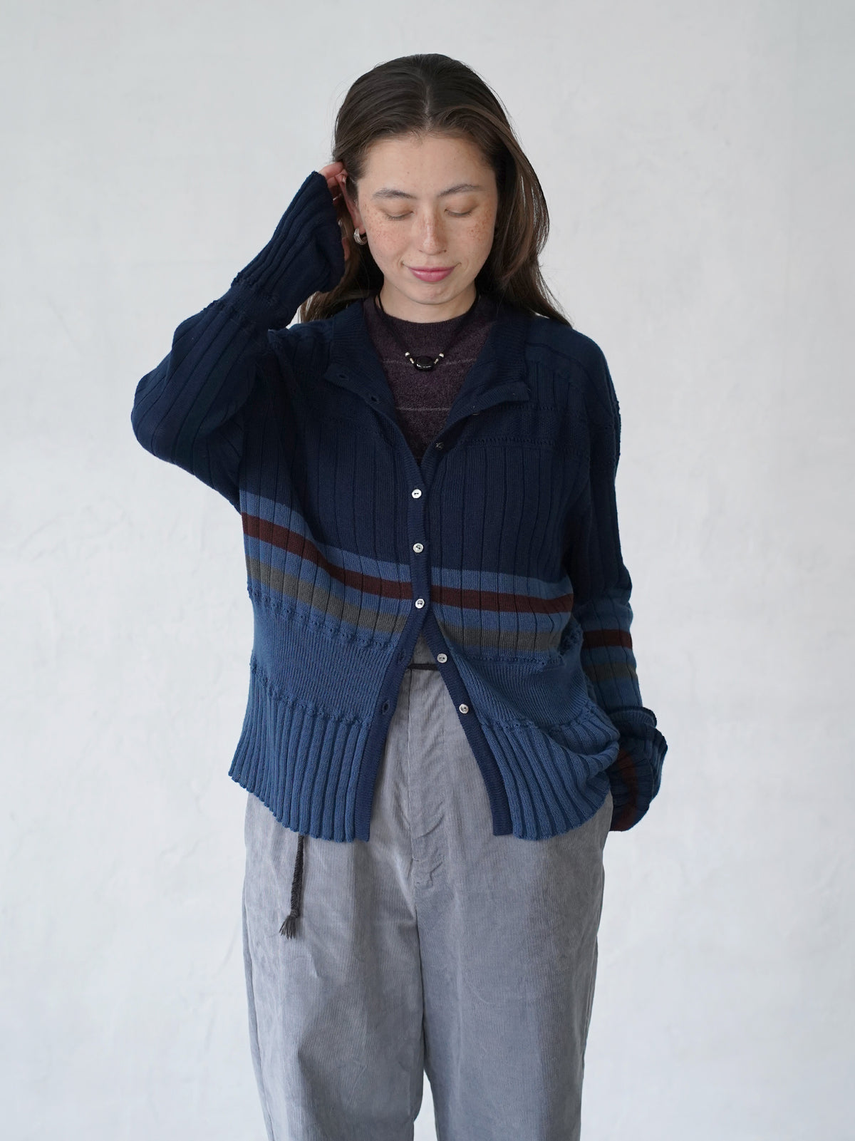 Cotton Striped Knit  Sweater