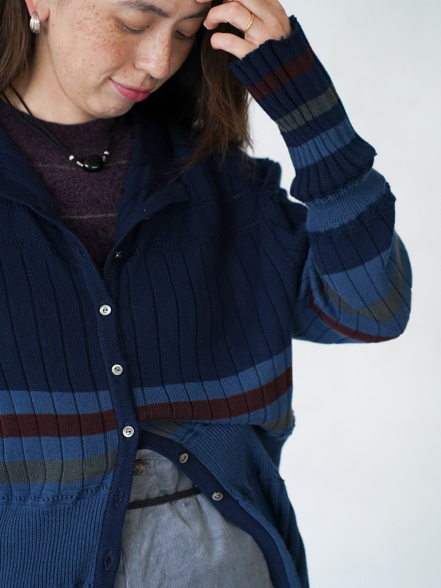 Cotton Striped Knit  Sweater