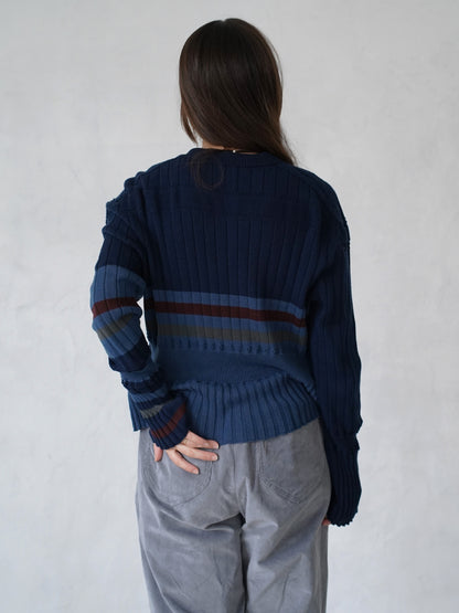 Cotton Striped Knit  Sweater