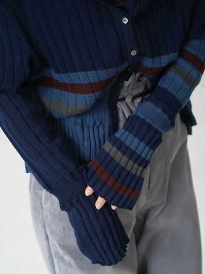 Cotton Striped Knit  Sweater
