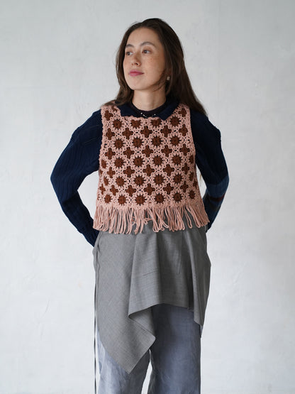 Flower Pattern Embroidered Vest