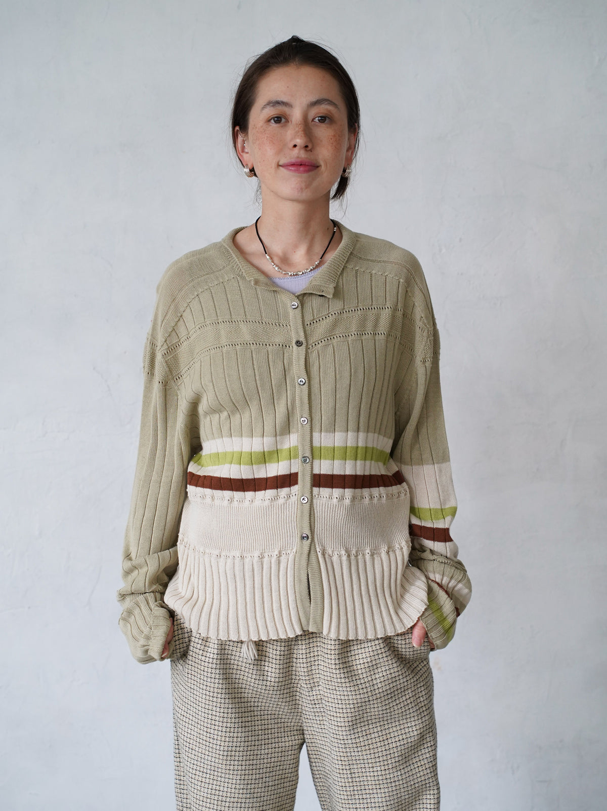 Cotton Striped Knit  Sweater