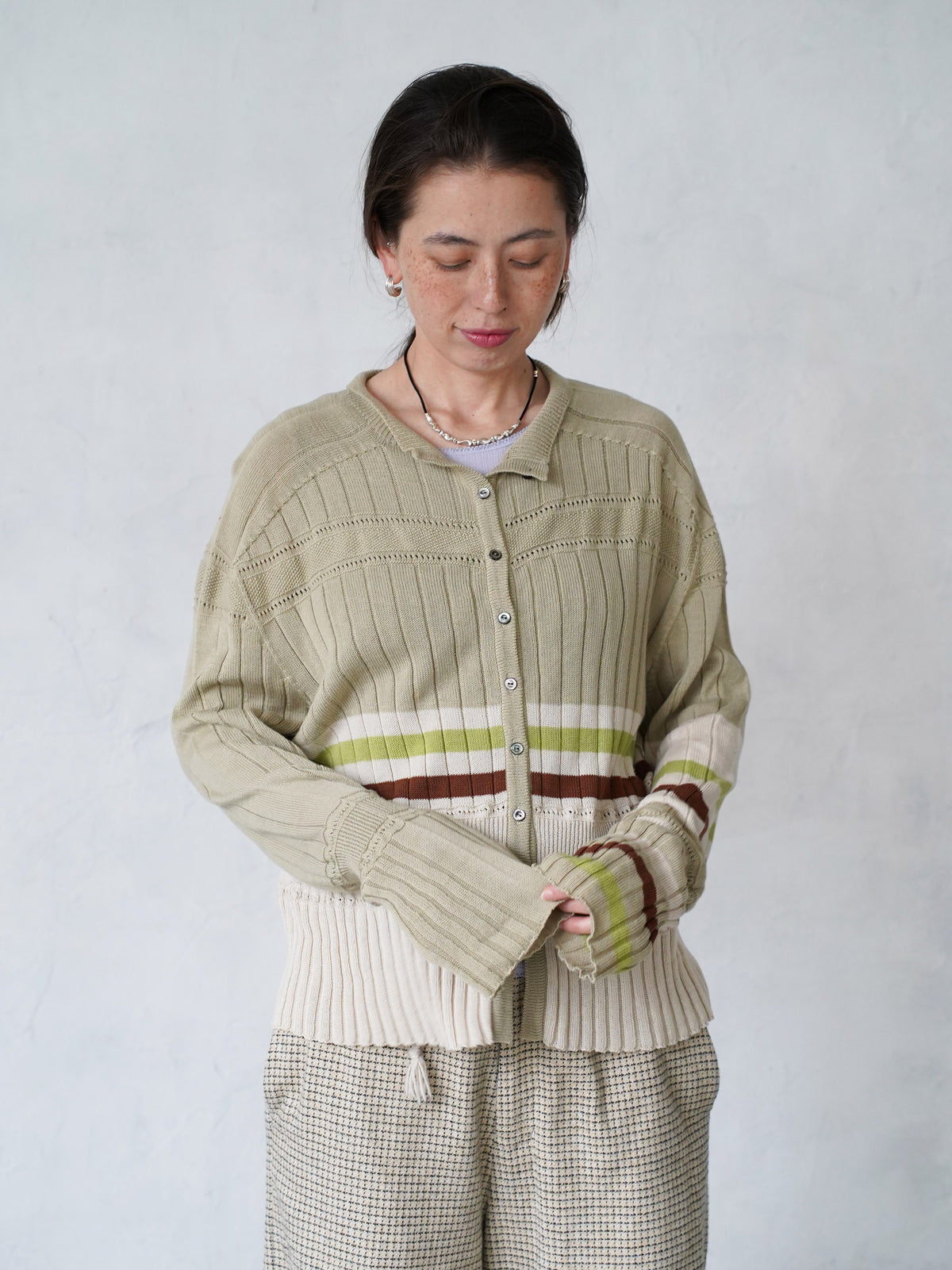 Cotton Striped Knit  Sweater
