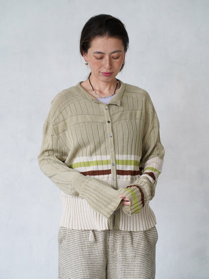 Cotton Striped Knit  Sweater