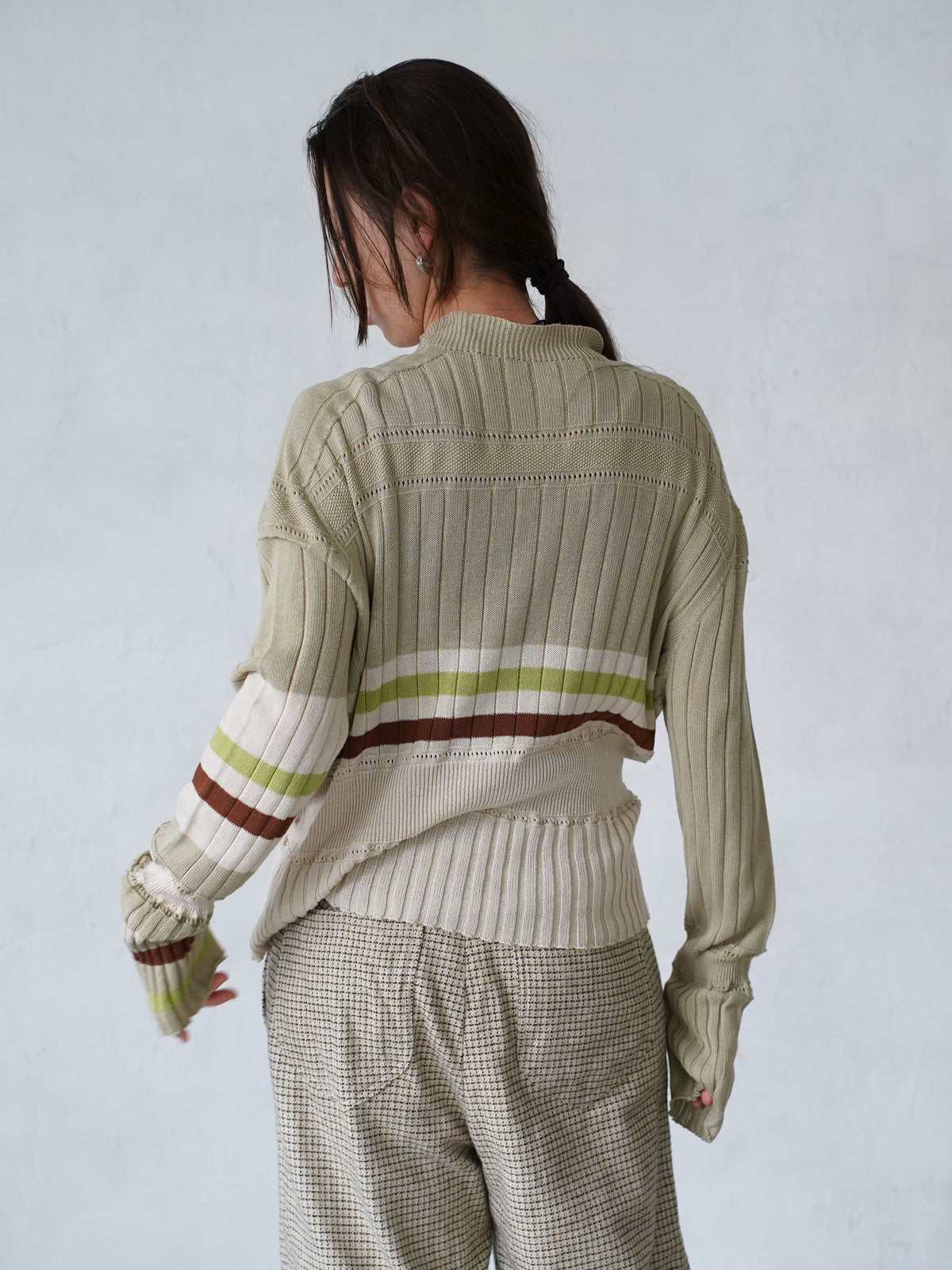 Cotton Striped Knit  Sweater
