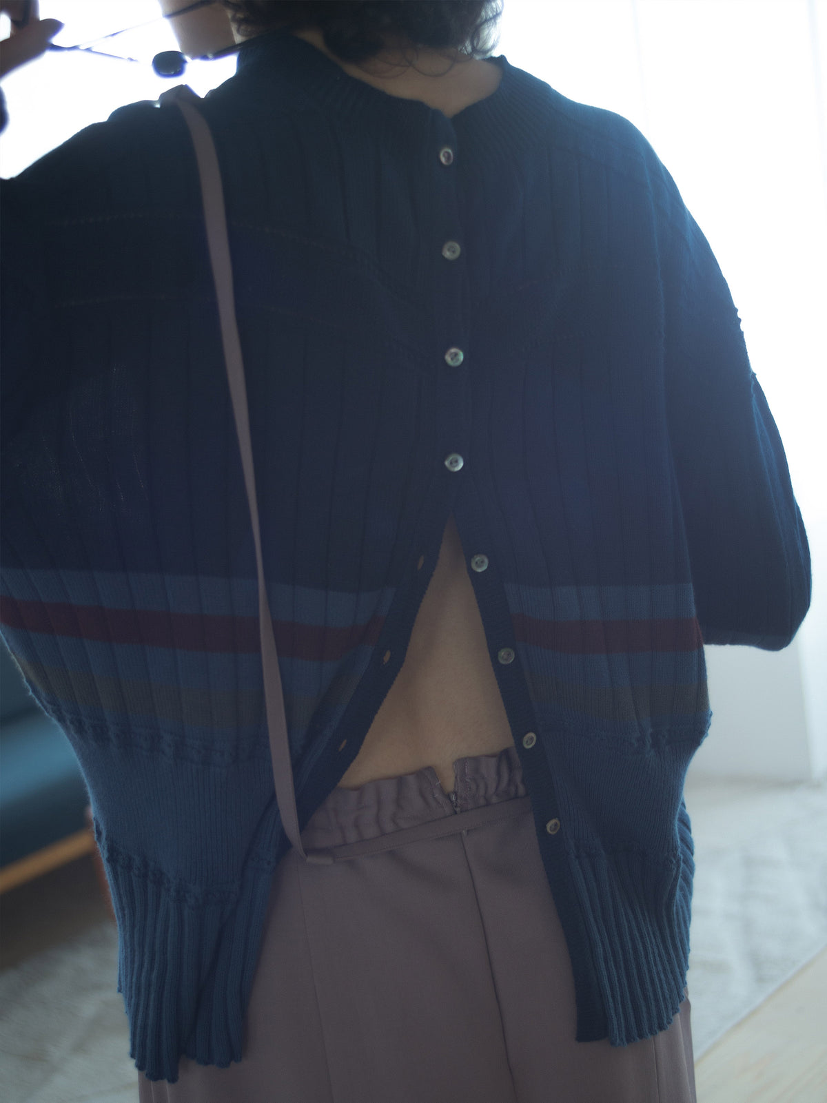 Cotton Striped Knit  Sweater