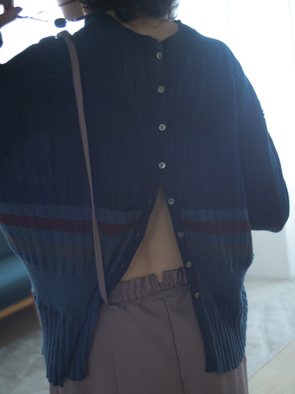Cotton Striped Knit  Sweater