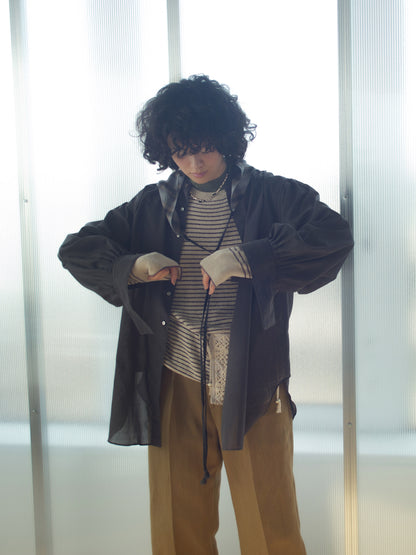 Tucked Sleeve  Zigzag Shirt