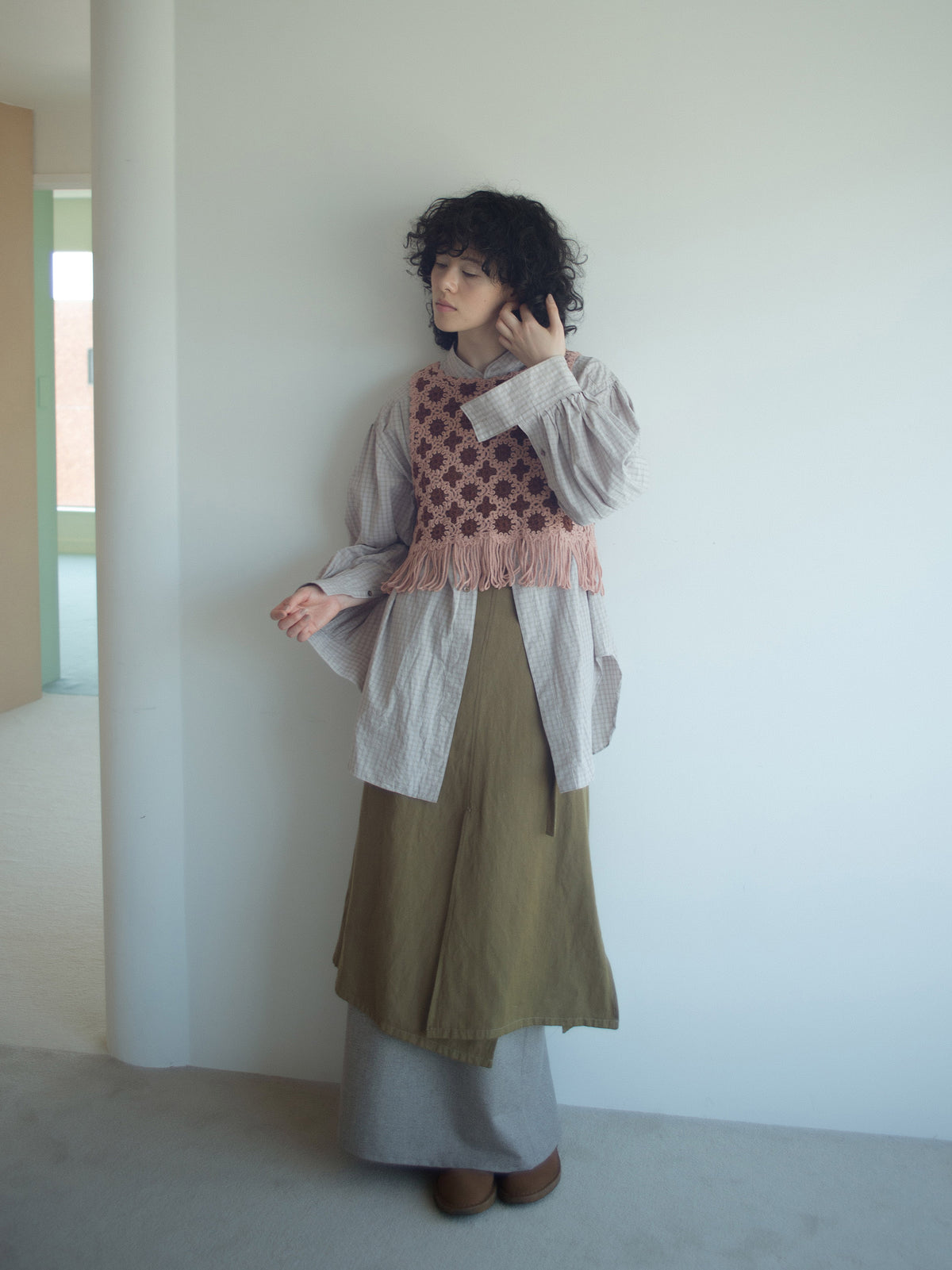 Tucked Sleeve  Zigzag Shirt