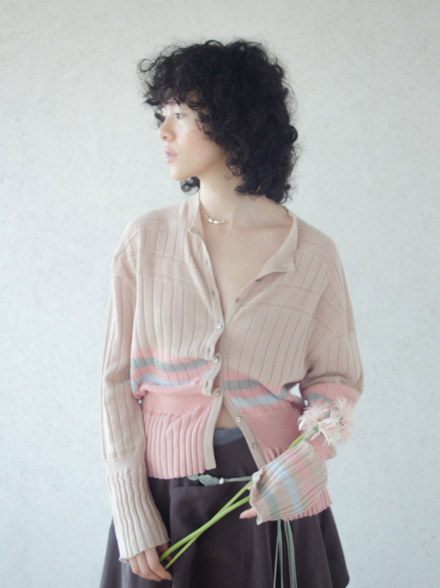 Cotton Striped Knit  Sweater