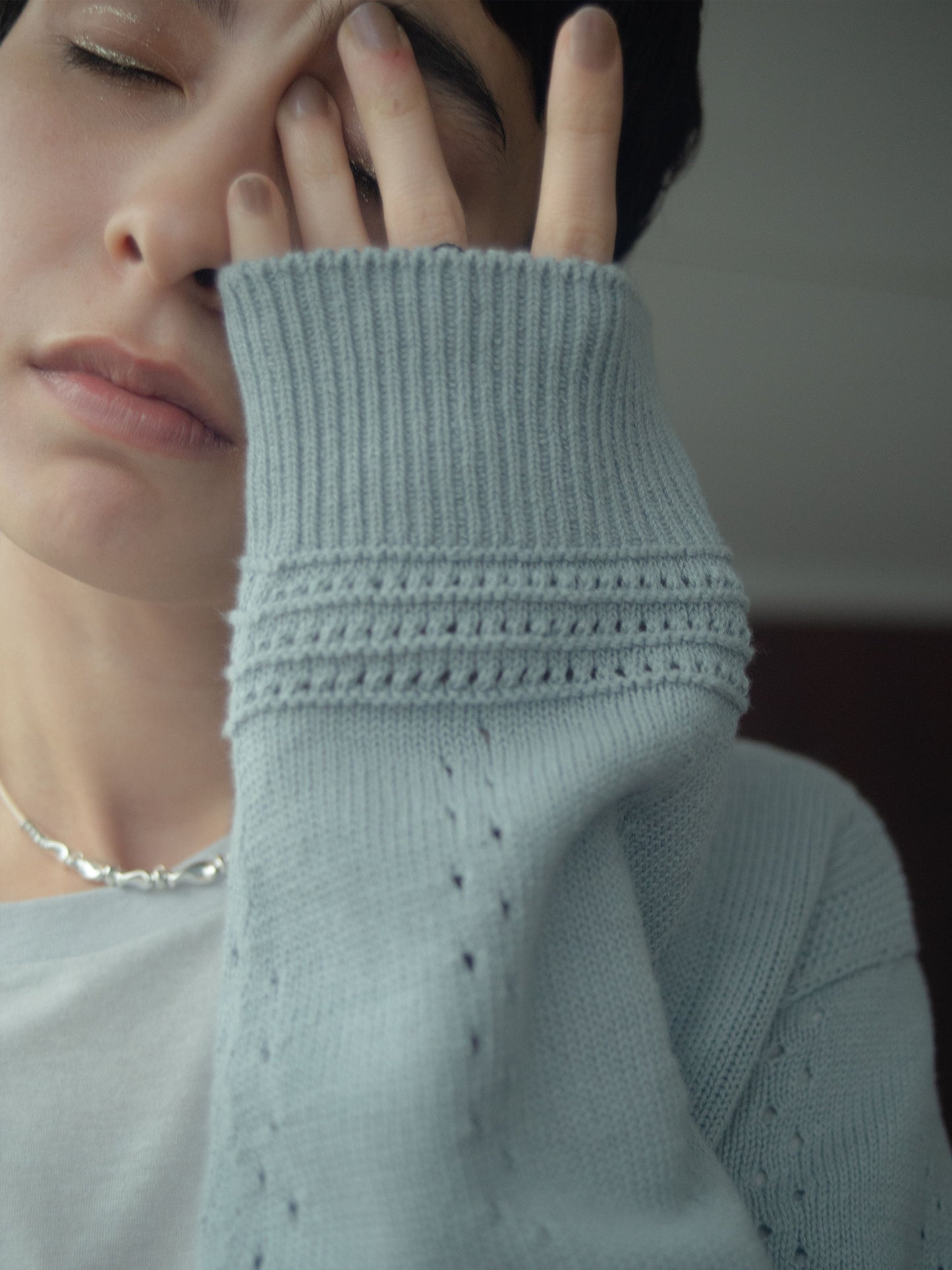 Geometric Eyelet  Knit Cardigan