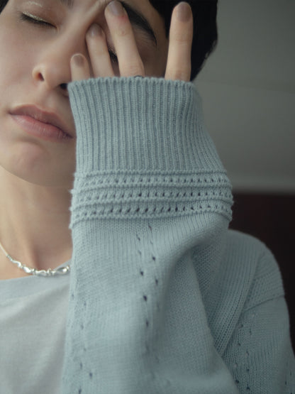 Geometric Eyelet  Knit Cardigan