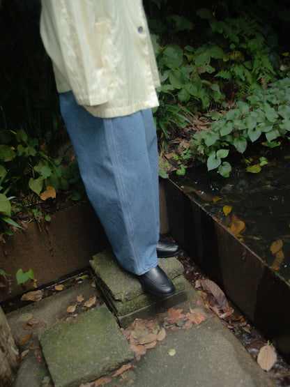 Round Wide Denim Trousers (MIDDLE BLUE)