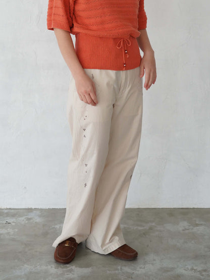 Leaves Embroidered  Pants