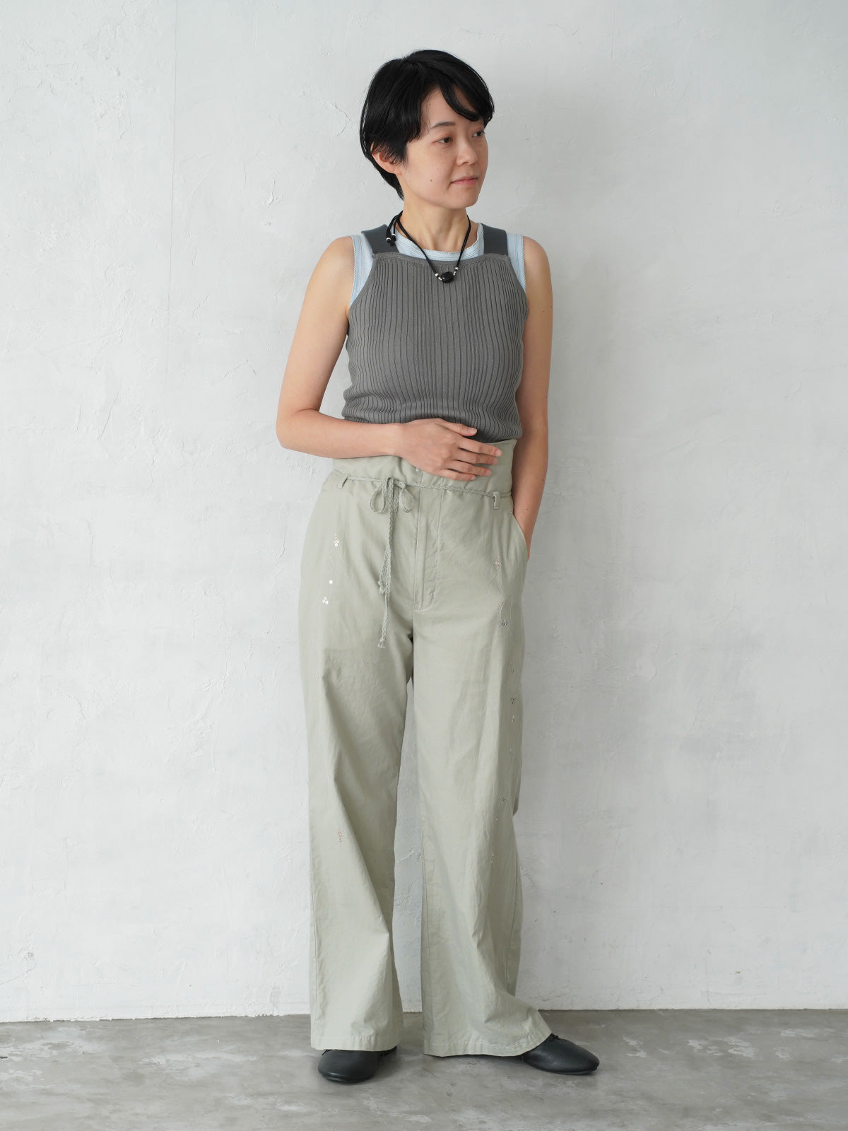 Leaves Embroidered  Pants